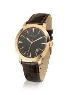 Forzieri Mens Rose Gold Plated Slim Case Dress Watch