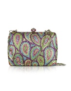 Forzieri Multicolor Crystal Jeweled Evening Hard Clutch