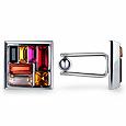 Forzieri Multicolor Swarovski Crystal Silver Plated Cufflinks