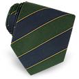 Forzieri Navy Blue and Green Bands Woven Silk Tie