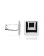 Forzieri Optical Silver Plated Square Cuff Links