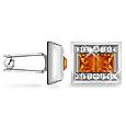 Orange Square Stone Cuff links w/Swarovski Crystals
