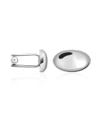 Forzieri Oval Silver Plated Classic Cufflinks
