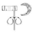 Forzieri Pave Diamond Moon 18K White Gold Earrings