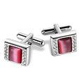 Forzieri Pink Square Cufflinks w/Swarovski Crystals