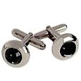 Forzieri Pitti - Round Silver Plated Black Cuff Links