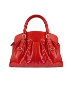 Forzieri Pleated Patent Leather Handbag