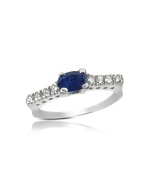 Princess - Sapphire and Diamond 18K Gold Ring