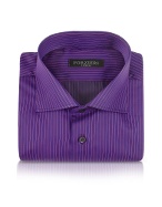Purple Striped Slim Cotton Dress Shirt