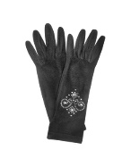 Rhinestone Black Gloves