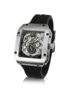 Forzieri Rhino - Men` Black Rubber Strap Automatic Date Watch