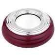 Ridged Sterling Silver and Mahogany Wood Round Jewelry Box