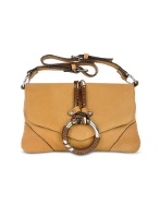 Forzieri Ring - Camel Stone Washed Leather Flap Shoulder Bag