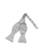 Forzieri Silver Geometric Woven Silk Self-tie Bowtie