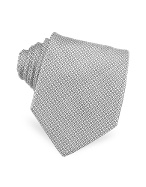Silver Mini Square Pattern Woven Silk Tie