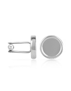 Silver Plated Mat Round Cuff Links
