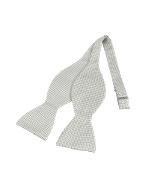 Forzieri Silver Polka-dot Woven Silk Self-tie Bowtie