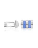 Sky Blue Bands Silver Plated Cuff Links