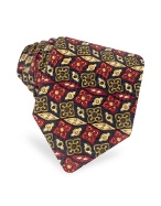 Forzieri Small Shape Classic Ornamental Printed Silk Tie