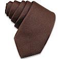 Solid Brown Twill Silk Narrow Tie