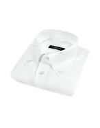 Solid White Button Down Linen Italian Dress Shirt