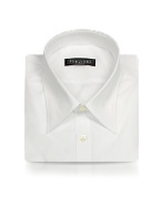 Forzieri Solid White Cotton Italian Slim Dress Shirt