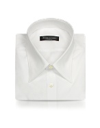 Forzieri Solid White Cotton Italian Slim Dress Shirt