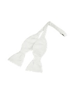 Forzieri Solid White Twill Silk Self-tie Bowtie