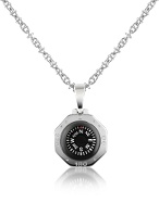Forzieri Stainless Steel Compass Pendant Necklace