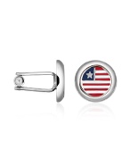 Forzieri Stars and Stripes US Flag Silver Plated Round Cuff links
