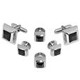 Forzieri Studs - Black Elegant Silver Plated Cuff Links