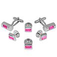 Forzieri Studs - Hot Pink Elegant Silver Plated Cuff Links