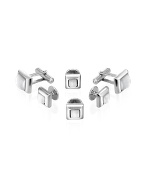 Forzieri Studs - White Elegant Silver Plated Cuff Links