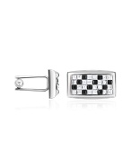 Swarovski Crystal Checked Silver Plated Cuff Links