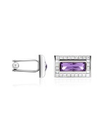 Swarovski Crystal Framed Silver Plated Cuff Links