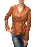 Tan Leather Lightweight Belted Jacket