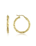 Forzieri Textured Twisting 14K Yellow Gold Hoop Earrings