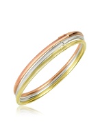 Three-tone 18K Gold Triple Bangle Bracelet