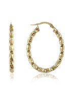 Twisting 14k Gold Oval Hoop Earrings