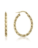 Twisting 14k Gold Oval Hoop Earrings