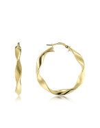 Twisting 18K Yellow Gold Hoop Earrings