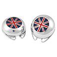 Union Jack Flag Silver Plated Button Covers