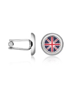 Union Jack Flag Silver Plated Round Cuff links