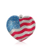 Forzieri US Flag Crystal Jeweled Heart Clutch