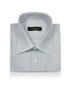 Forzieri White and Gray Striped Cotton Italian Dress Shirt