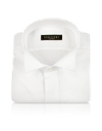 Forzieri White Wing Collar Formal Tuxedo Cotton Dress Shirt