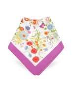 Forzieri Wildflowers and Butterflies Printed Silk Square Scarf