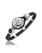 Forzieri Windrose Stainless Steel and Rubber Bracelet