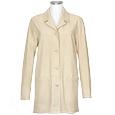 Women` Beige Two-Pocket Italian Suede Leather Shirt-Jacket