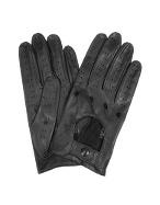 Women` Black Perforated Italian Leather Gloves
